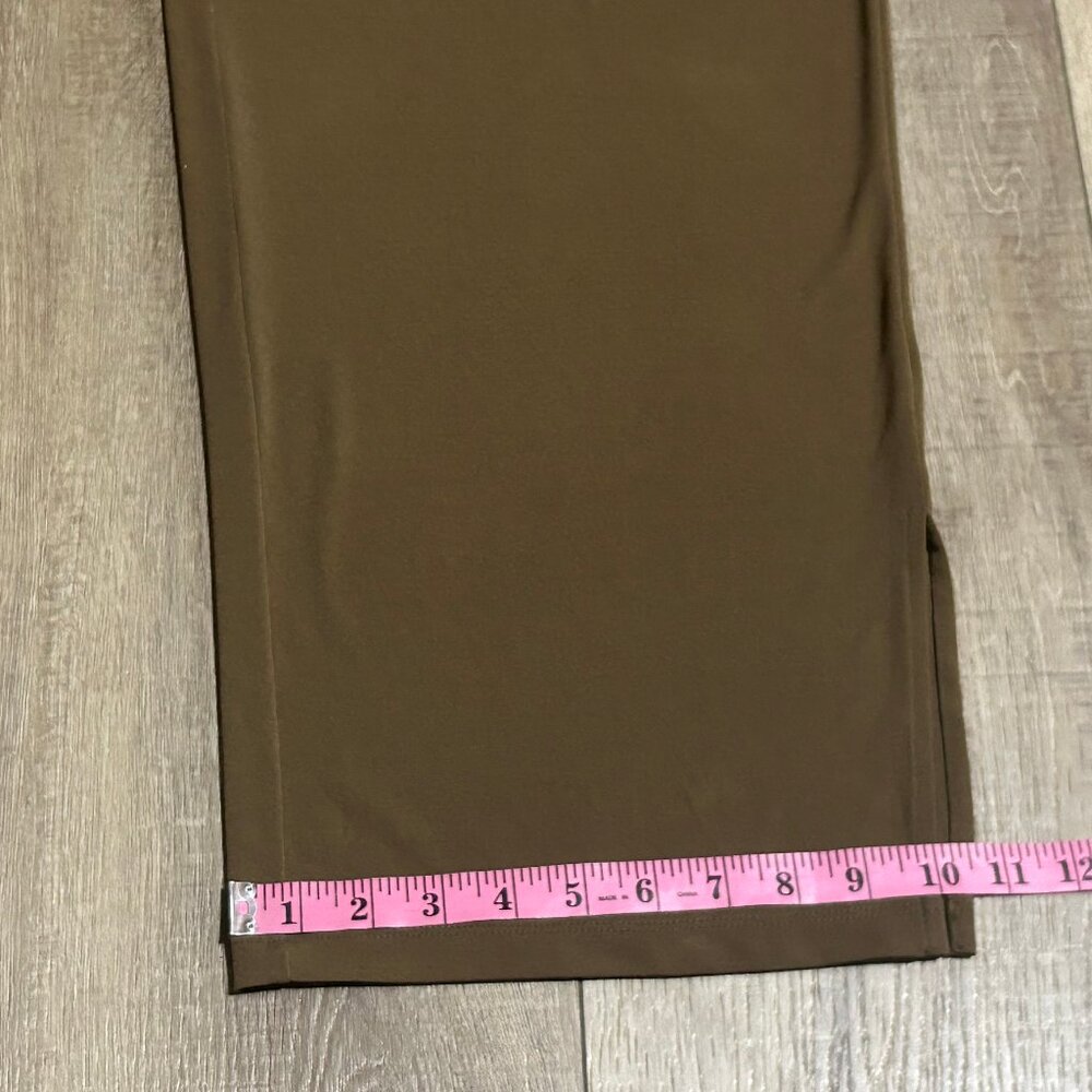 SUSAN GRAVER Every Day Liquid Knit Wide-Leg Pants Size XL Brown Side Slit ~ EUC - Picture 8 of 13